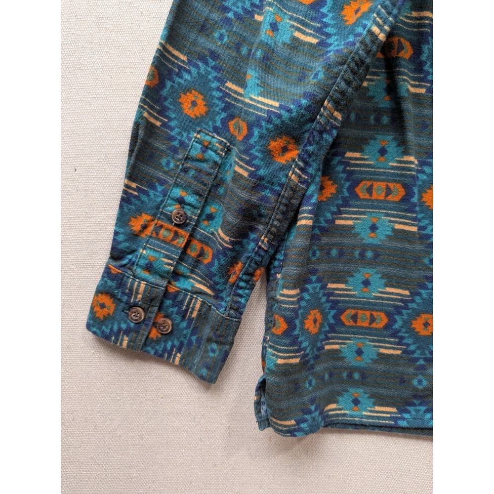 Duluth Trading Co Flannel Shirt Womens Large Teal Southwestern Aztec 3237-30 - Picture 10 of 14